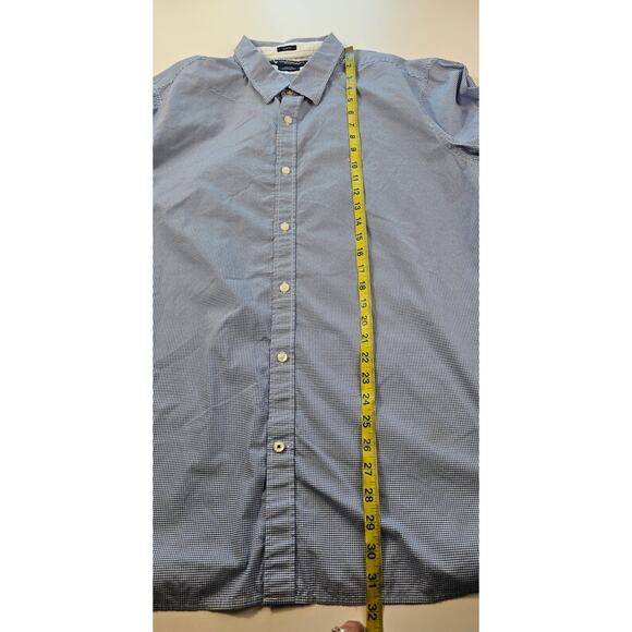 American eagle slim fit XXL 2XL blue gingham check long sleeve button up casual - Picture 6 of 7